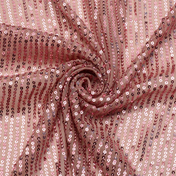 Różowo-Złota Cekina Siatka Tiul - Textil World