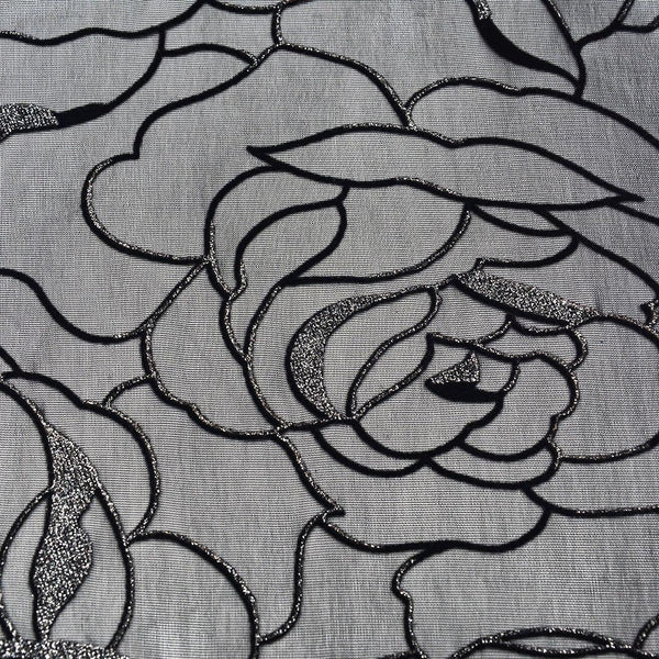 Siatka Foliowana Srebrne Róże - Textil World