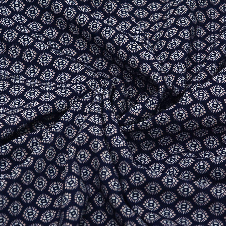 Silk Drukowany Granatowy Wzory - Textil World