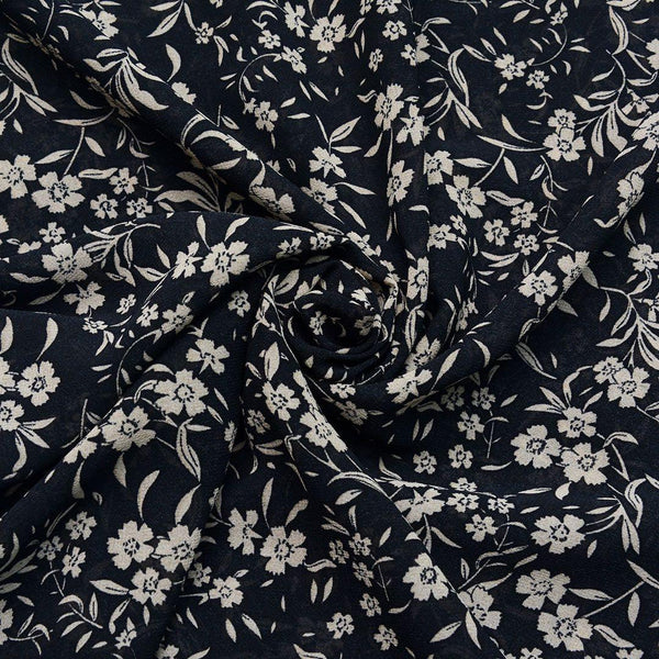 Szyfon Drukowany Białe Kwiatki - Textil World