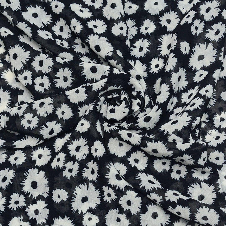 Szyfon Drukowany Białe Kwiaty - Textil World