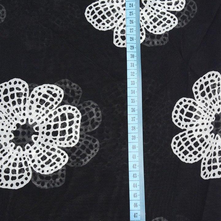 Szyfon Drukowany Białe Kwiaty - Textil World