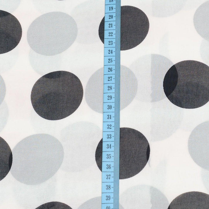 Szyfon Drukowany Biały Czarne Kropki Groszki - Textil World