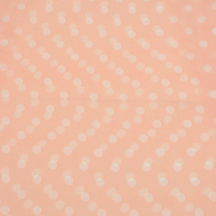 Szyfon Drukowany Brzoskwiniowy Białe Kropki Groszki - Textil World