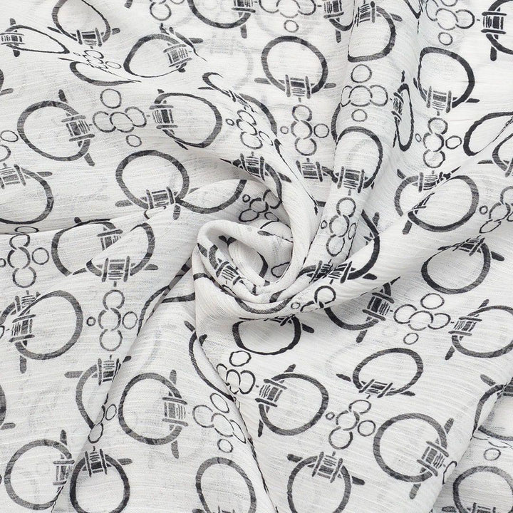 Szyfon Drukowany Czarno-Białe Wzory - Textil World