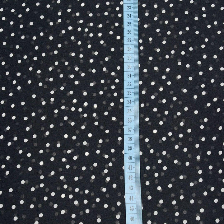 Szyfon Drukowany Czarny Białe Kropki - Textil World
