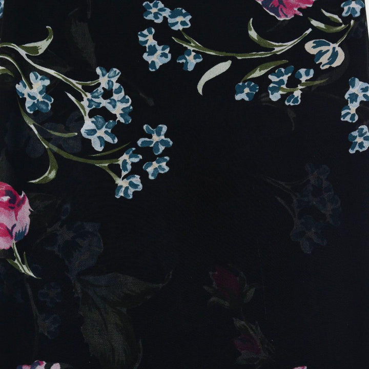 Szyfon Drukowany Czarny Kwiaty - Textil World