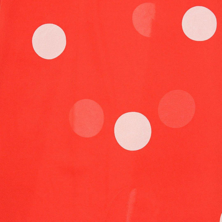 Szyfon Drukowany Czerwony Białe Kropki - Textil World
