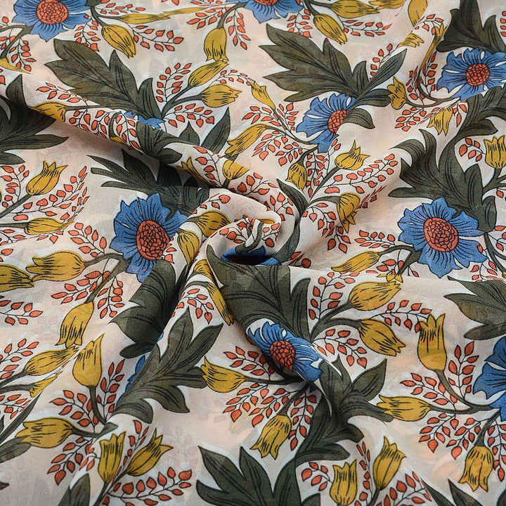 Szyfon Drukowany Kolorowe Kwiaty - Textil World