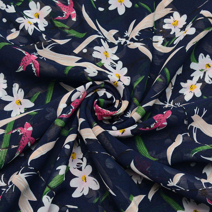 Szyfon Drukowany Kolorowe Kwiaty - Textil World
