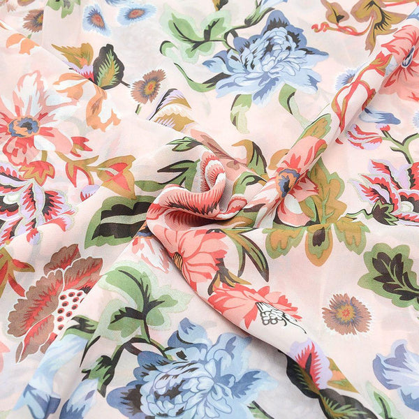 Szyfon Drukowany Kolorowe Kwiaty - Textil World
