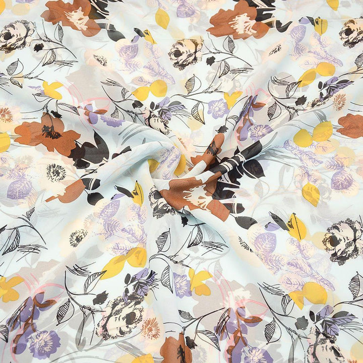 Szyfon Drukowany Kolorowe Kwiaty - Textil World
