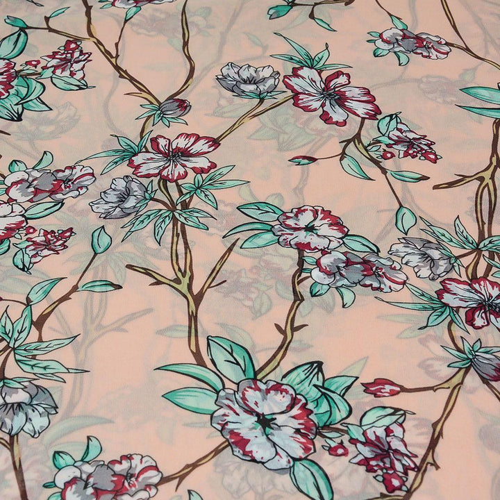 Szyfon Drukowany Kolorowe Kwiaty - Textil World