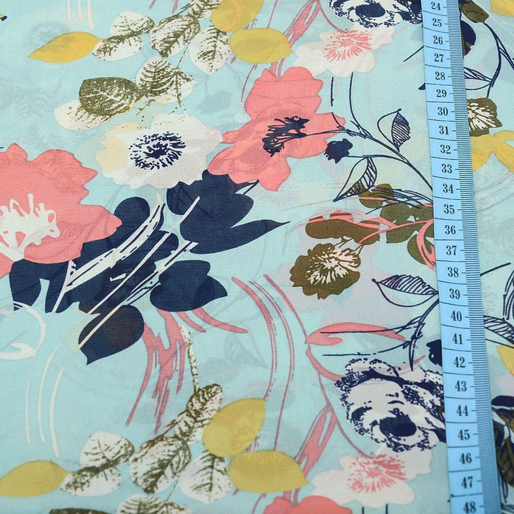 Szyfon Drukowany Kolorowe Kwiaty - Textil World