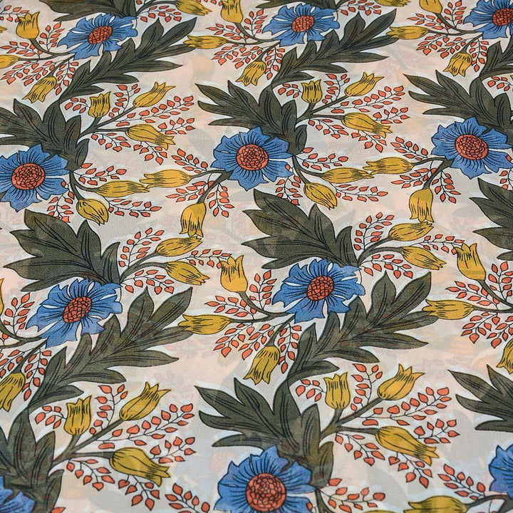 Szyfon Drukowany Kolorowe Kwiaty - Textil World