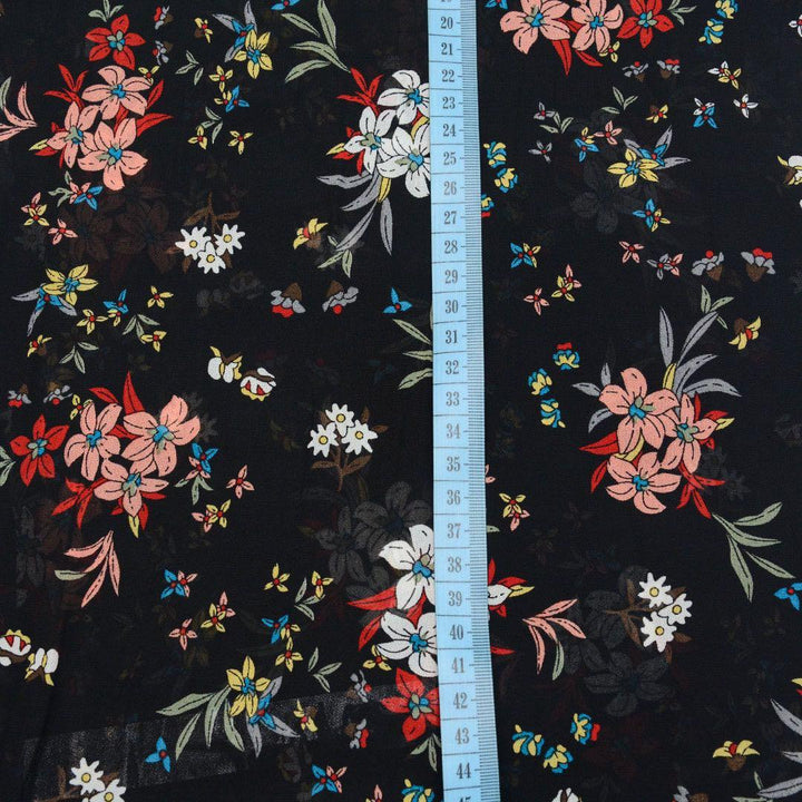 Szyfon Drukowany Kolorowe Kwiaty - Textil World