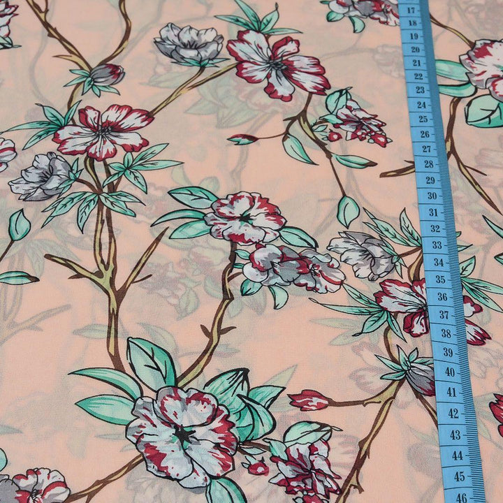 Szyfon Drukowany Kolorowe Kwiaty - Textil World