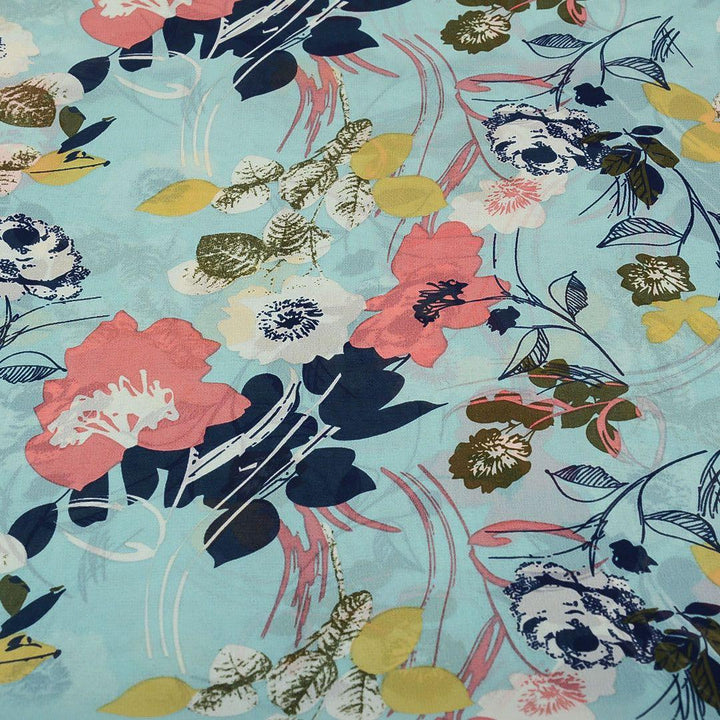Szyfon Drukowany Kolorowe Kwiaty - Textil World