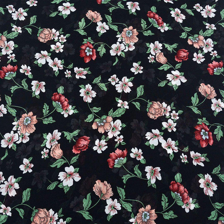Szyfon Drukowany Kolorowe Kwiaty - Textil World