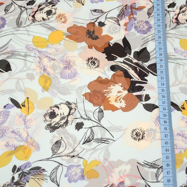 Szyfon Drukowany Kolorowe Kwiaty - Textil World