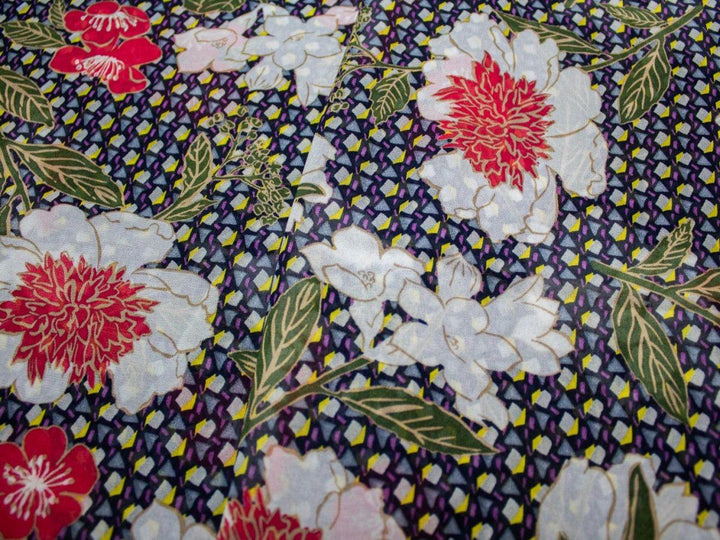 Szyfon Drukowany Kolorowe Kwiaty - Textil World
