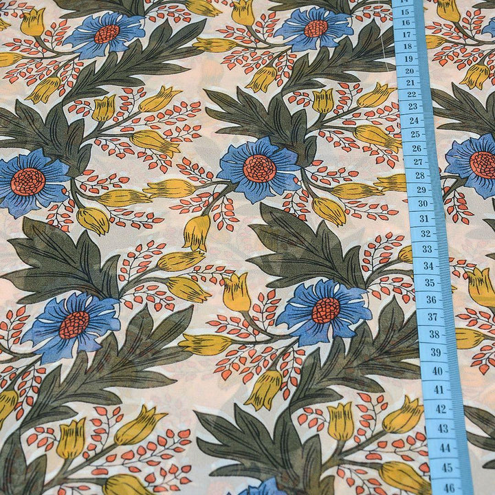Szyfon Drukowany Kolorowe Kwiaty - Textil World