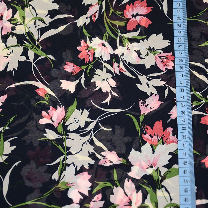 Szyfon Drukowany Kolorowe Kwiaty - Textil World