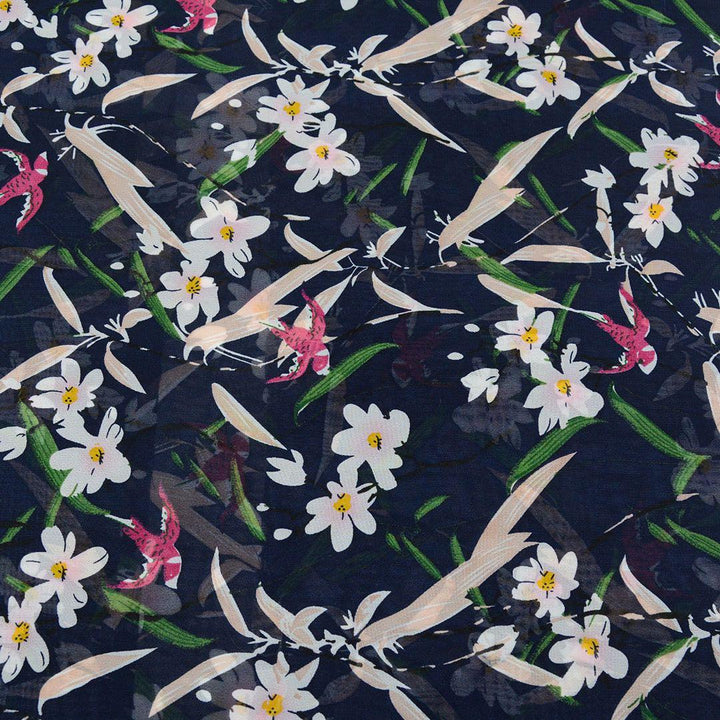 Szyfon Drukowany Kolorowe Kwiaty - Textil World