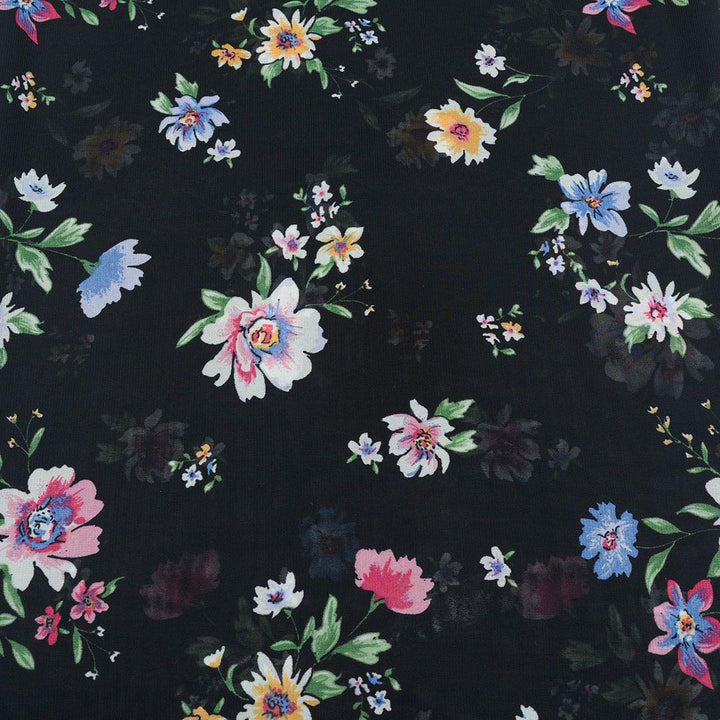 Szyfon Drukowany Kolorowe Kwiaty - Textil World