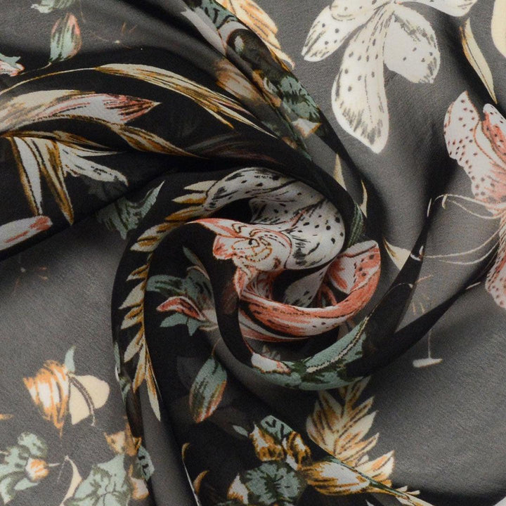 Szyfon Drukowany Kwiaty Bali - Textil World