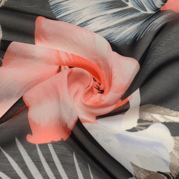 Szyfon Drukowany Kwiaty Flamingo - Textil World