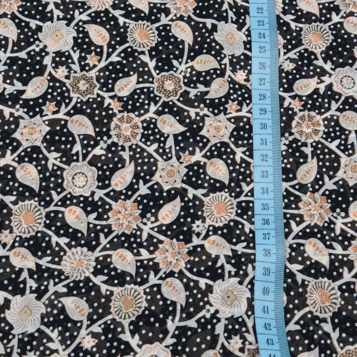 Szyfon Drukowany Kwiaty Kropki - Textil World