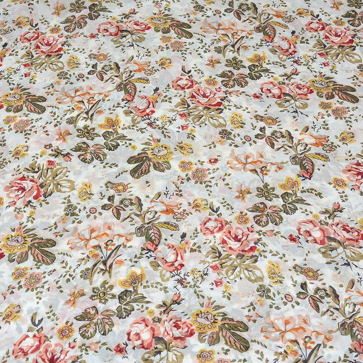 Szyfon Drukowany Kwiaty Liście - Textil World