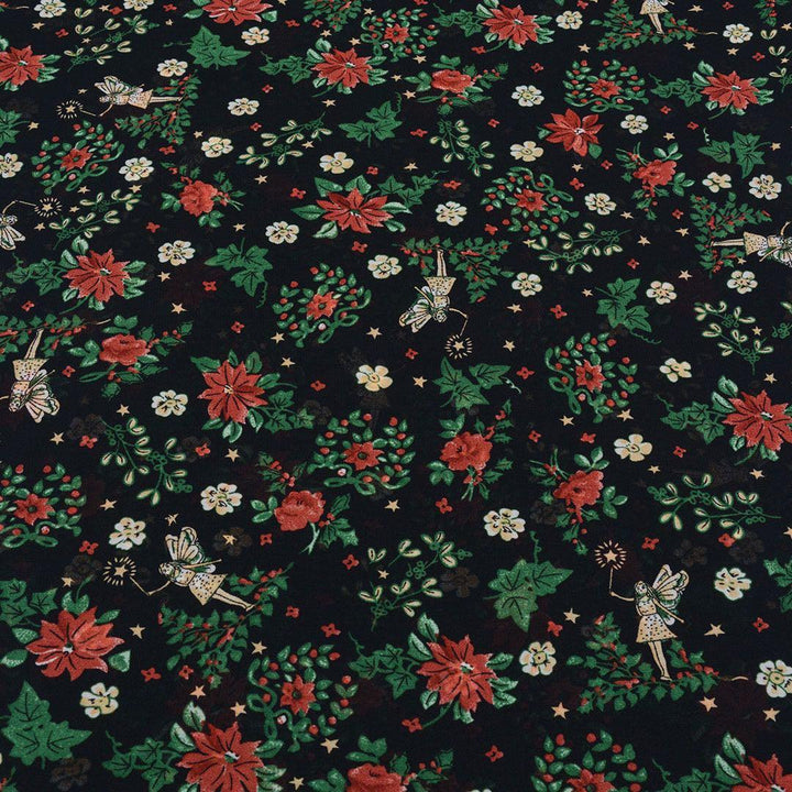 Szyfon Drukowany Kwiaty Liście Wróżka - Textil World