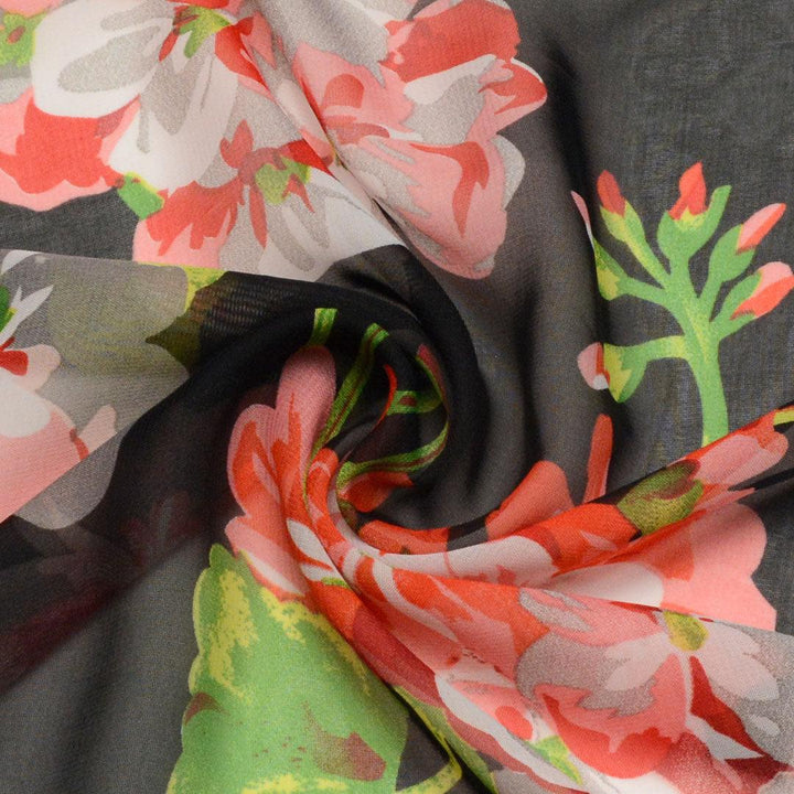 Szyfon Drukowany Kwiaty Majorka - Textil World