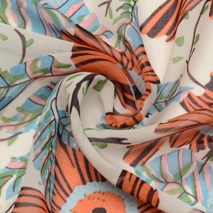 Szyfon Drukowany Kwiaty Tygrysie - Textil World