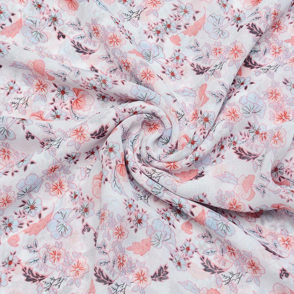 Szyfon Drukowany Pastelowe Kwiaty - Textil World