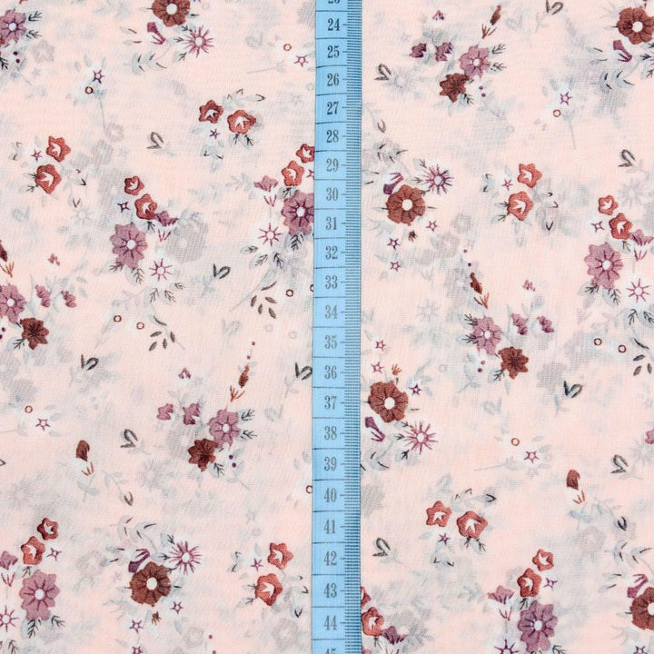 Szyfon Drukowany Pudrowy Róż Drobne Kwiaty - Textil World