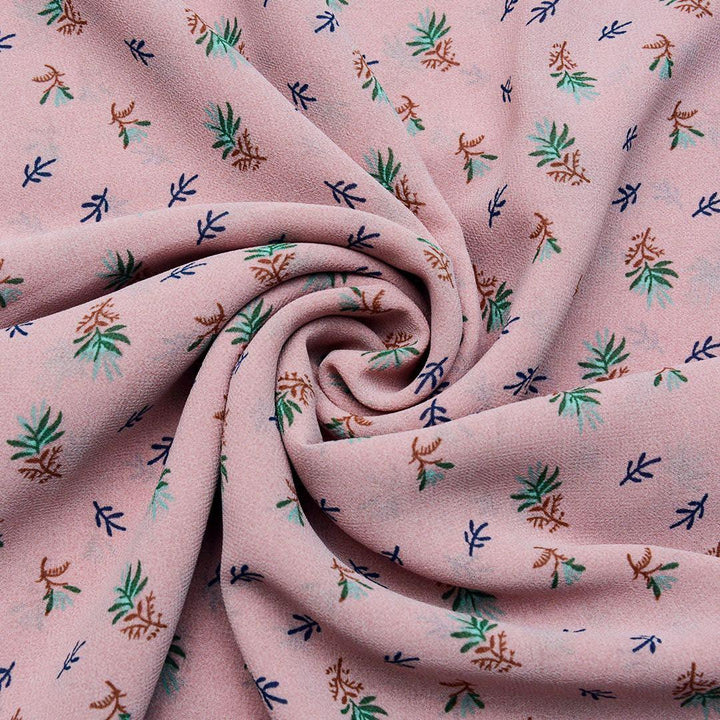 Szyfon Drukowany Róż Kolorowe Listki Gałązki - Textil World
