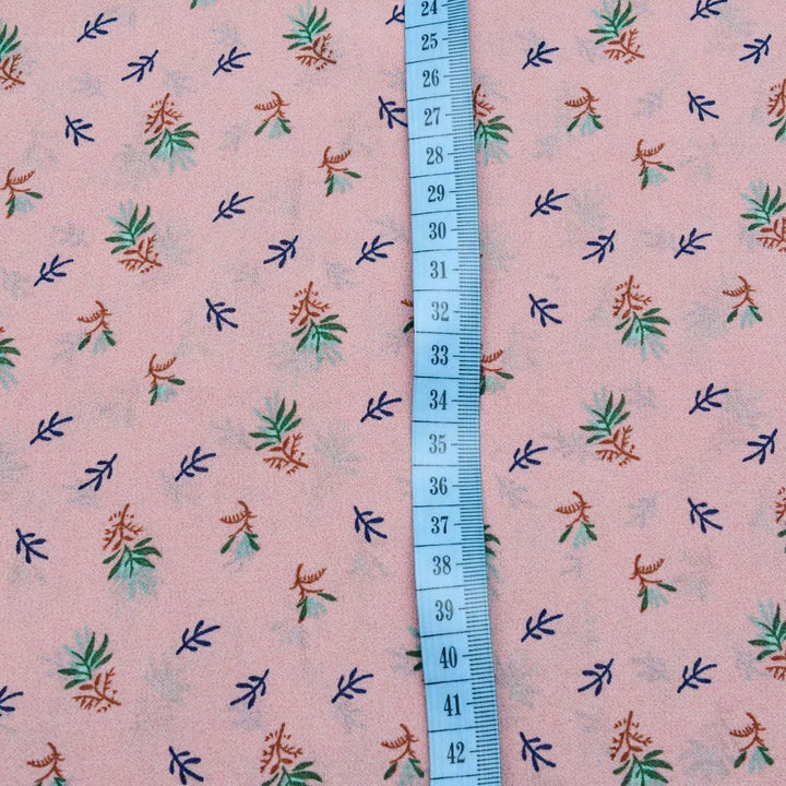 Szyfon Drukowany Róż Kolorowe Listki Gałązki - Textil World