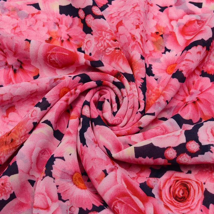 Szyfon Drukowany Różowe Róże - Textil World