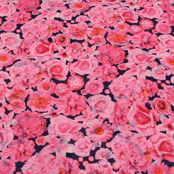 Szyfon Drukowany Różowe Róże - Textil World