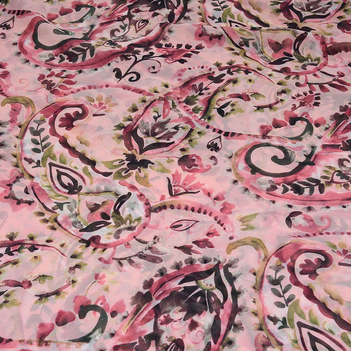 Szyfon Drukowany Różowe Wzory - Textil World