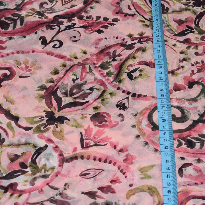 Szyfon Drukowany Różowe Wzory - Textil World