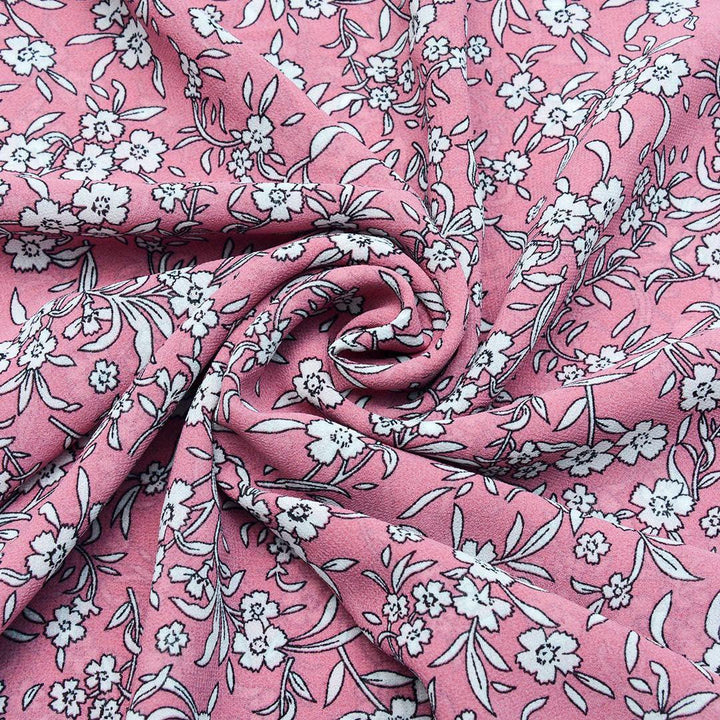 Szyfon Drukowany Różowy Kwiaty - Textil World