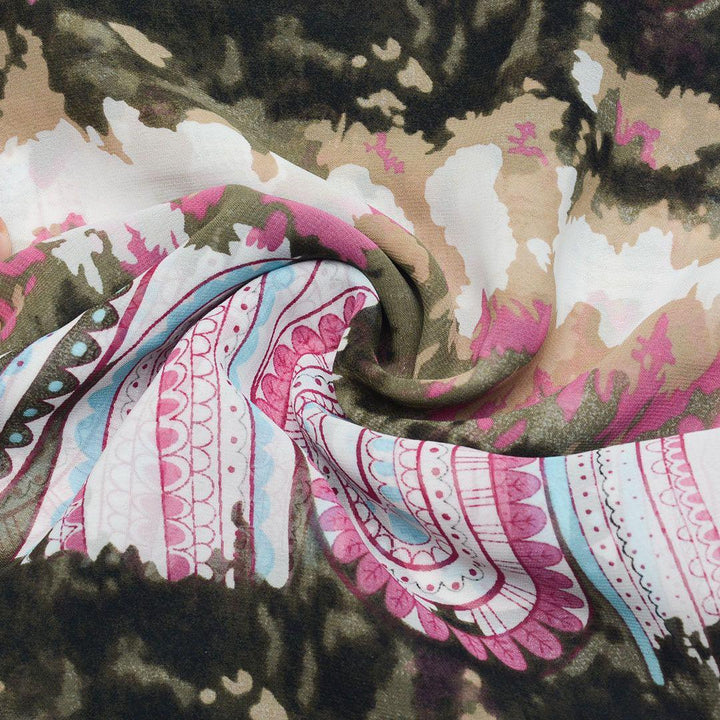 Szyfon Drukowany Wzory Orientalne Tęcza Tie Dye - Textil World