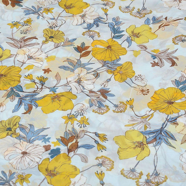 Szyfon Drukowany Żółte Kwiaty - Textil World