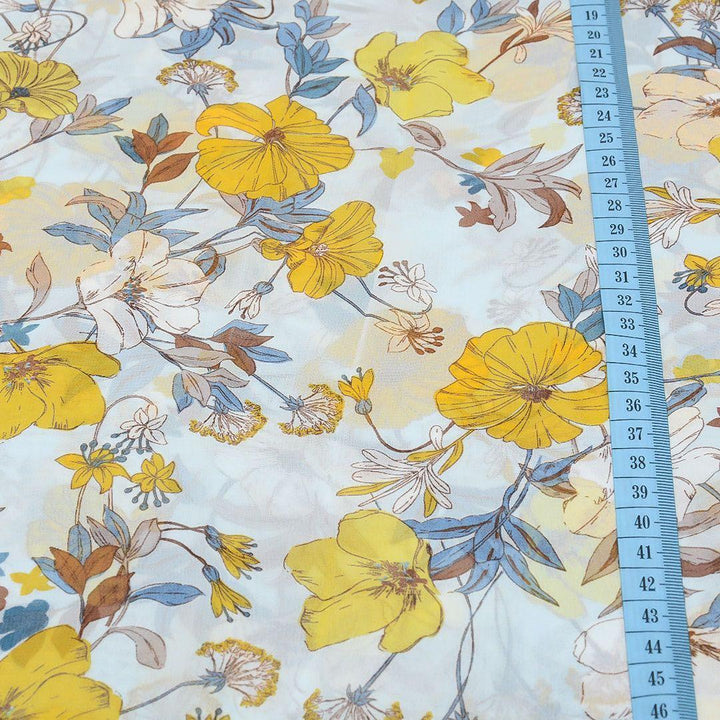 Szyfon Drukowany Żółte Kwiaty - Textil World