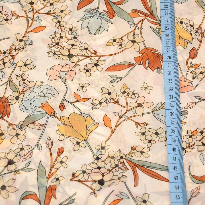 Szyfon Drukowany Żółte Kwiaty - Textil World