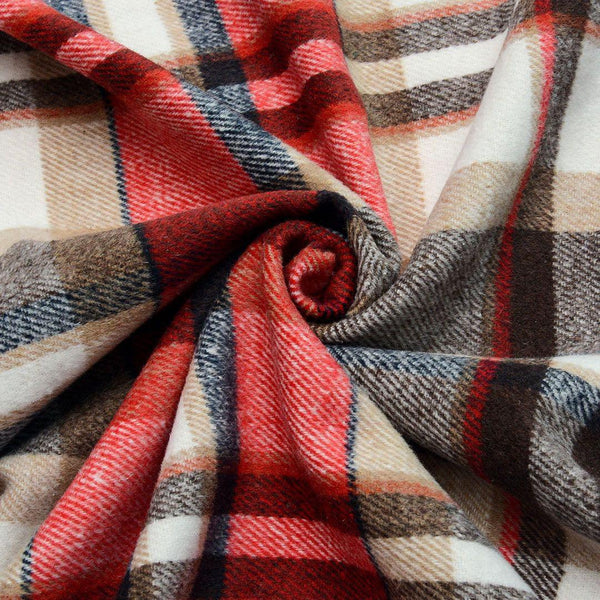 Wełna Drukowana Kratka Czerwona - Textil World
